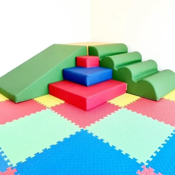 Climbing Corner Soft Play Set with Steps, Bump Ramp & Slide